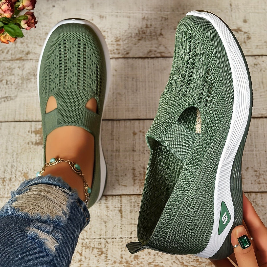 Women's Breathable Knit Slip-On Walking Sneakers