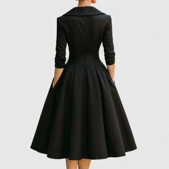 Women's Elegant Satin Wrap Midi Dress with Shawl Collar
