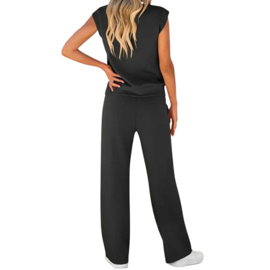 Women's Casual Sleeveless Top & Wide Leg Lounge Pants Set