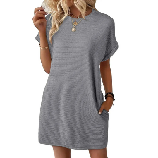 Women's Textured Casual Pocket Mini Dress