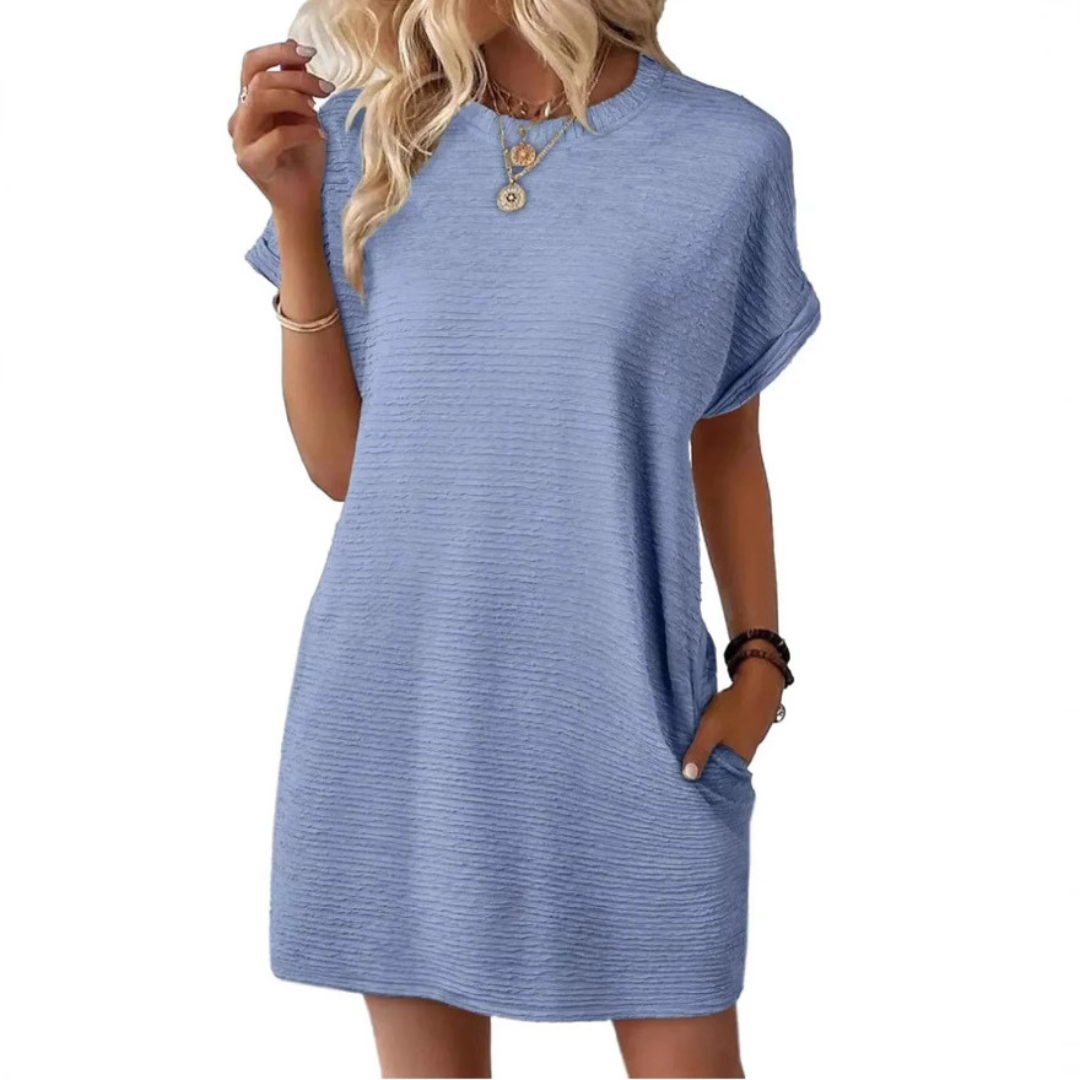 Women's Textured Casual Pocket Mini Dress