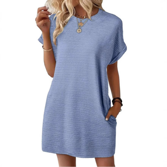 Women's Textured Casual Pocket Mini Dress