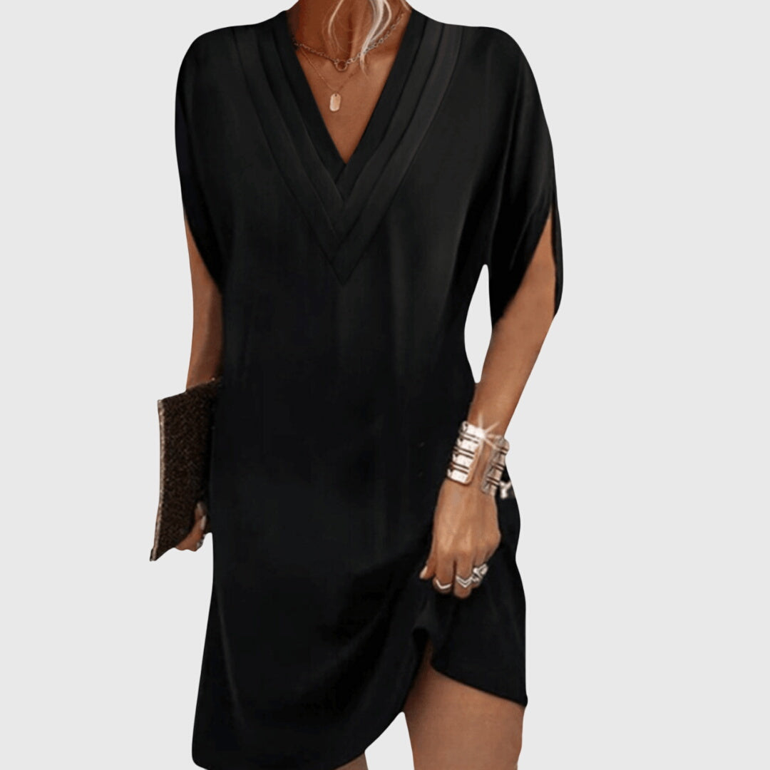 Women's Elegant V-Neck Batwing Mini Dress