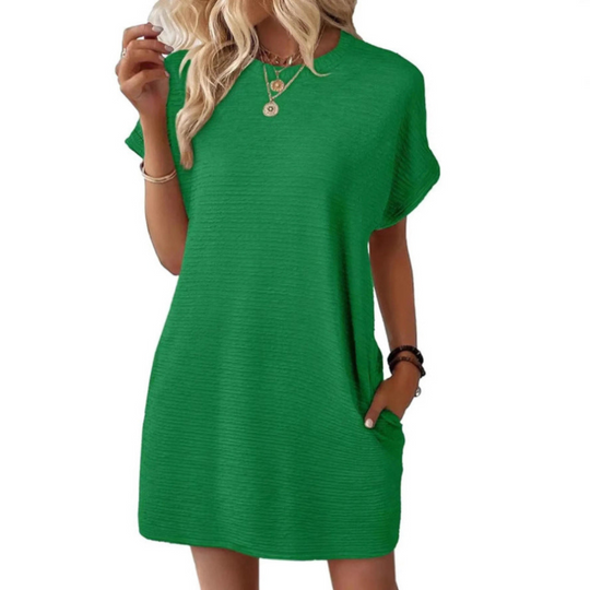 Women's Textured Casual Pocket Mini Dress