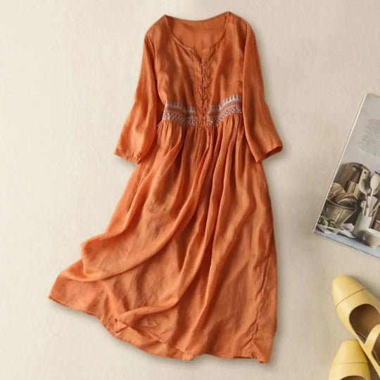 Women's Embroidered Waist Midi Dress