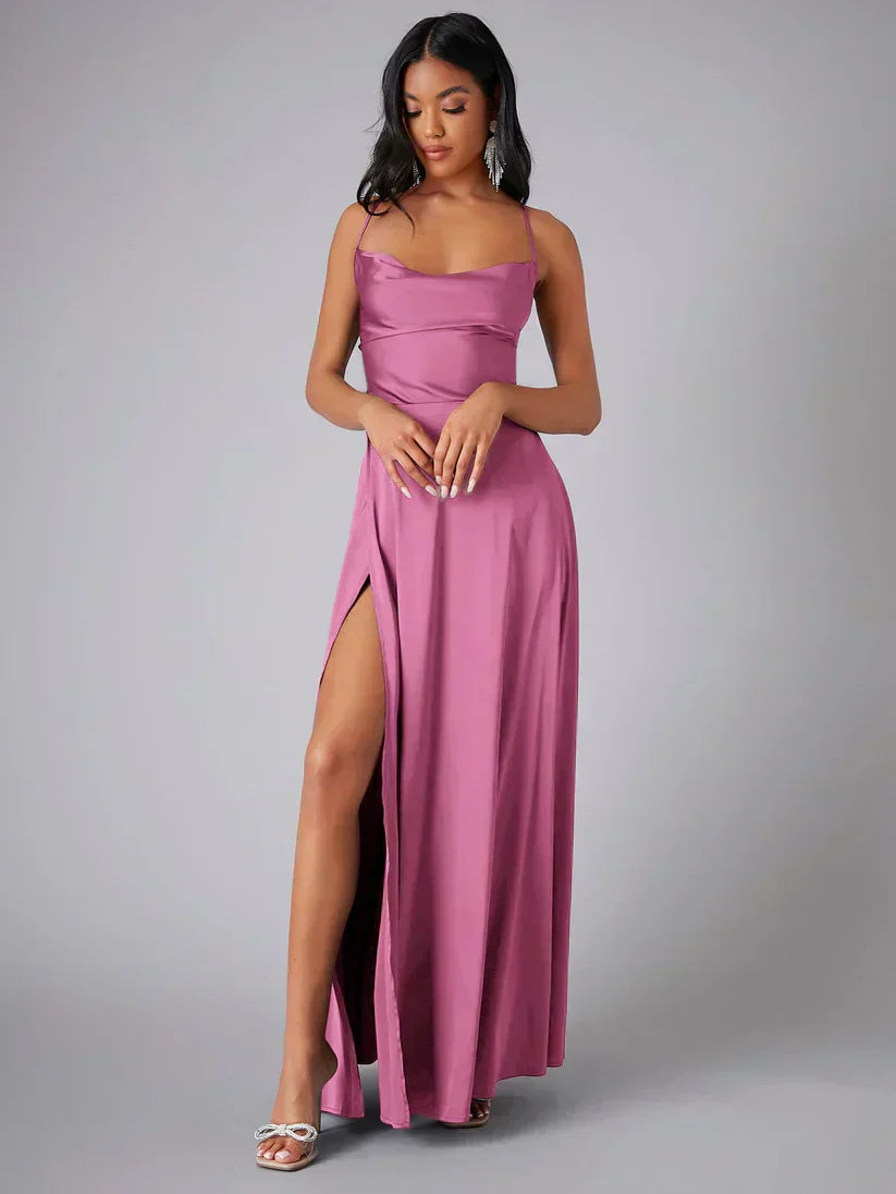Abend-Maxikleid für Damen mit Wasserfallausschnitt