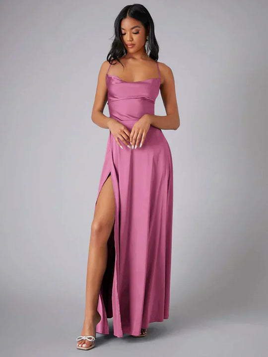 Abend-Maxikleid für Damen mit Wasserfallausschnitt