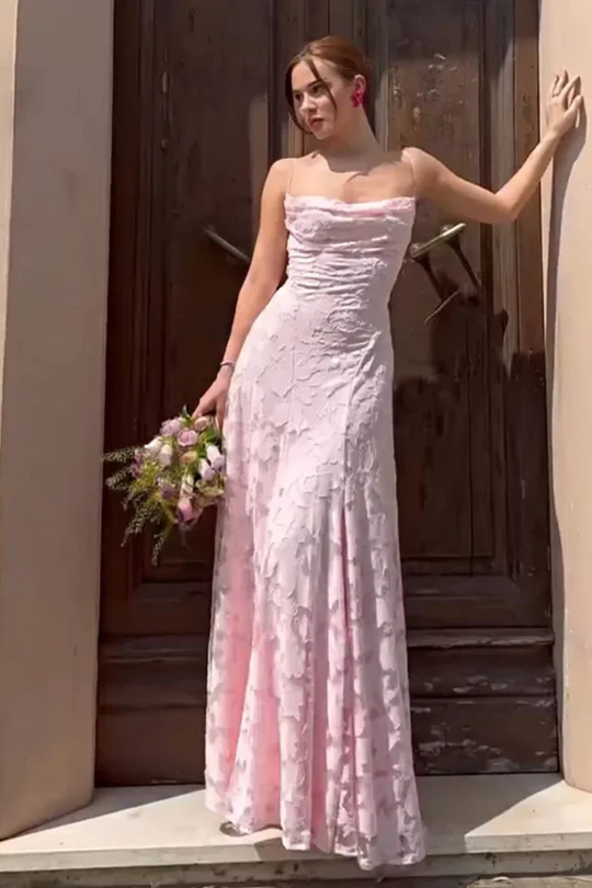 Women's Elegant Lace Overlay Maxi Evening Dress