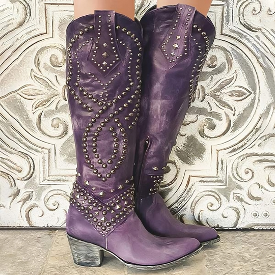 Women's Western Studded Knee-High Cowboy Boots