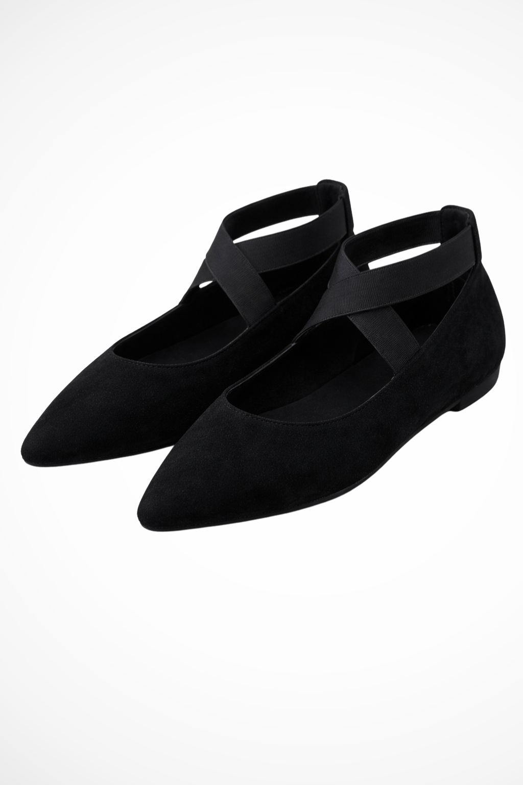 Damen Ballerinas mit spitz zulaufender Spitze und überkreuzten Riemen