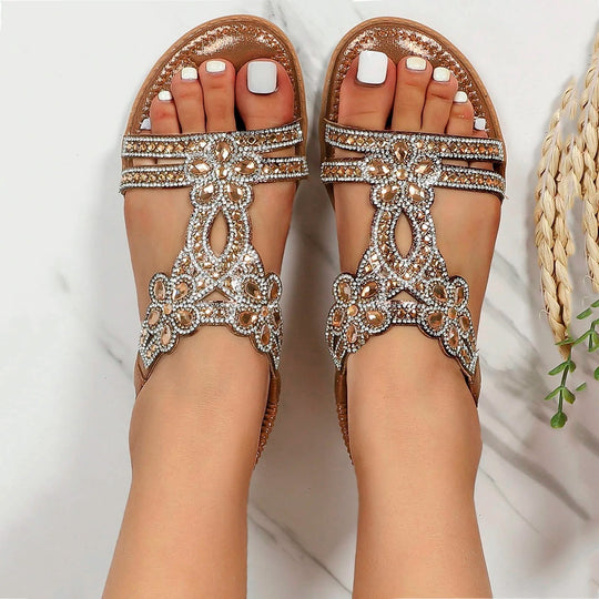 Women's Bohemian Rhinestone Embellished Comfort Sandals