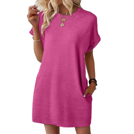 Women's Textured Casual Pocket Mini Dress