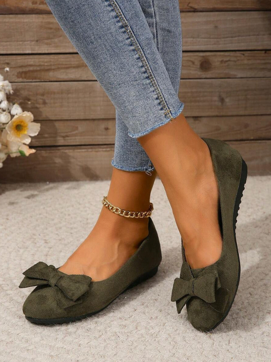 Damen elegante Ballerinas mit Schleifenakzent