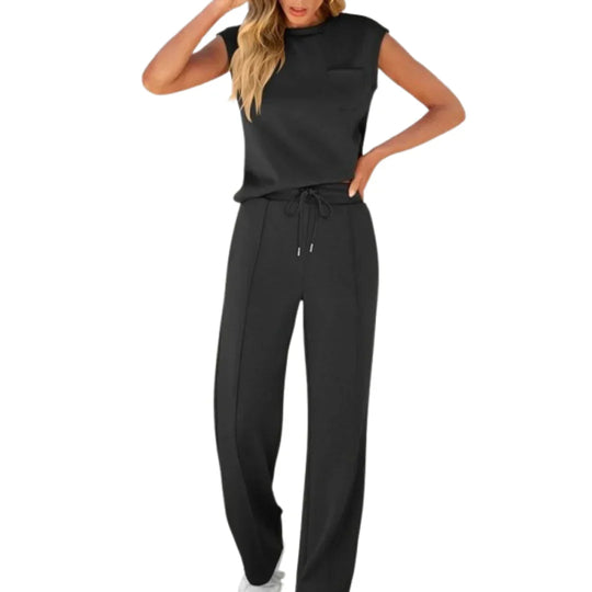 Women's Casual Sleeveless Top & Wide Leg Lounge Pants Set