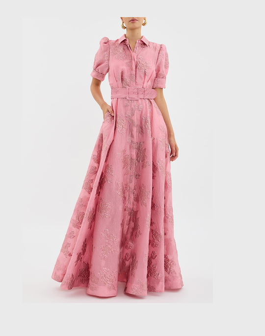 Damen floral gemustertes Maxikleid mit Gürtel