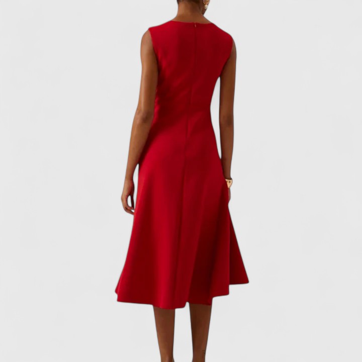 Women's Elegant Sleeveless Mermaid Midi Dress with Waist Tie