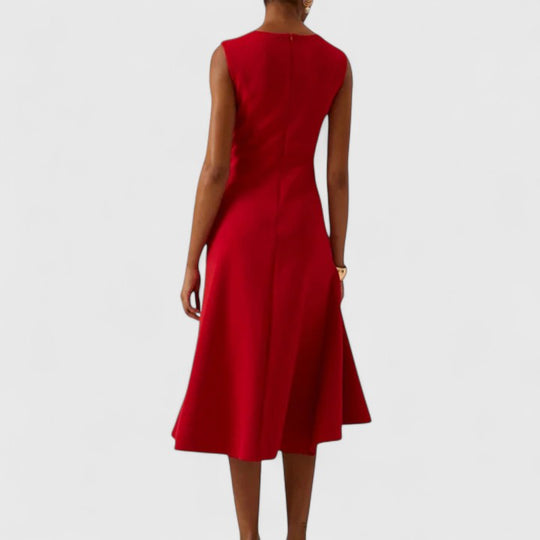 Women's Elegant Sleeveless Mermaid Midi Dress with Waist Tie