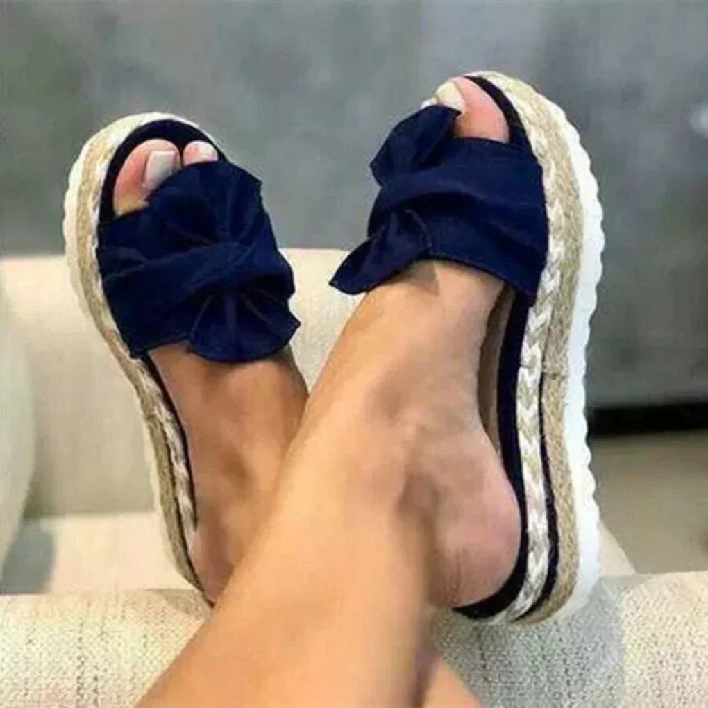 Women's Bow Detail Platform Slide Sandals