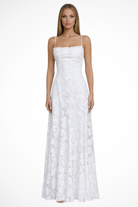 Women's Elegant Lace Overlay Maxi Evening Dress