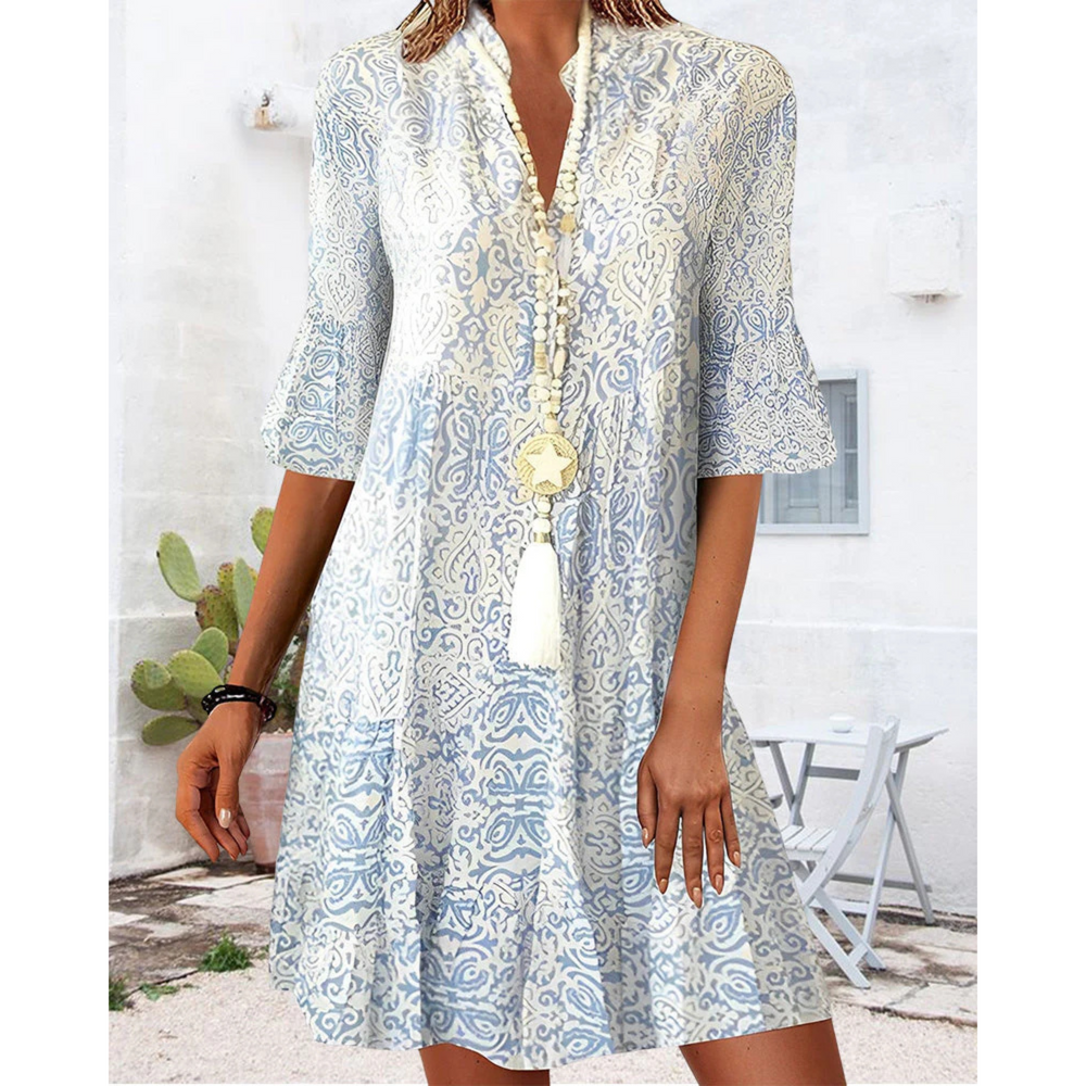 Damen Paisley Druck Swing Kleid