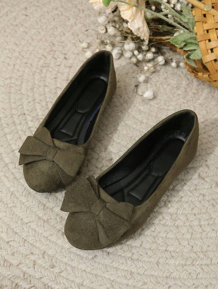 Damen elegante Ballerinas mit Schleifenakzent