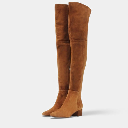Women's Over-the-Knee Suede Block Heel Boots