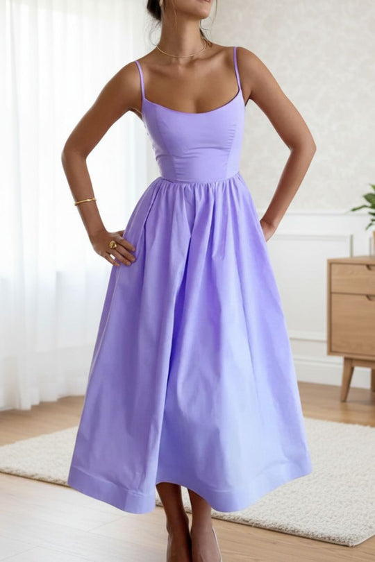 Women's Elegant Strappy Fit and Flare Midi Dress