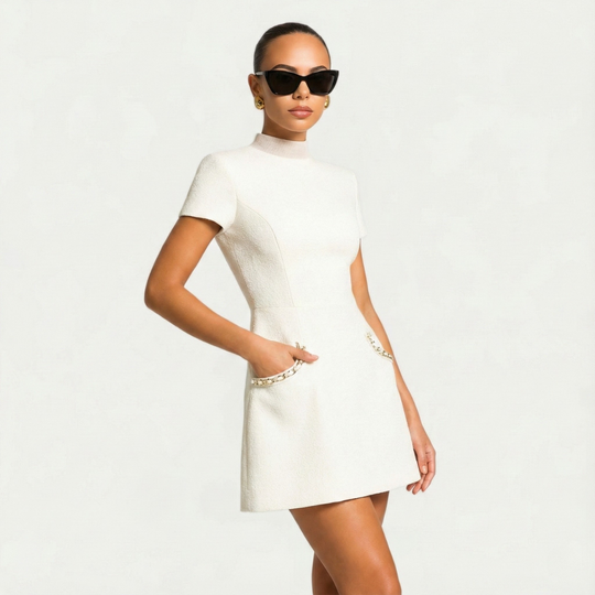 Damen Perlenbesetztes Pocket Minikleid