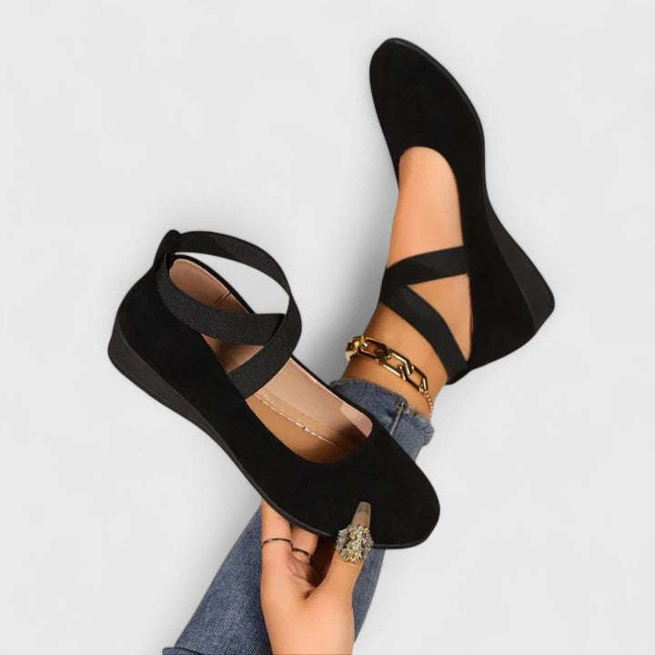 Women's Crisscross Elastic Strap Wedge Flats