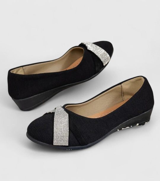 Women's Rhinestone Cross-Strap Comfort Ballet Flats