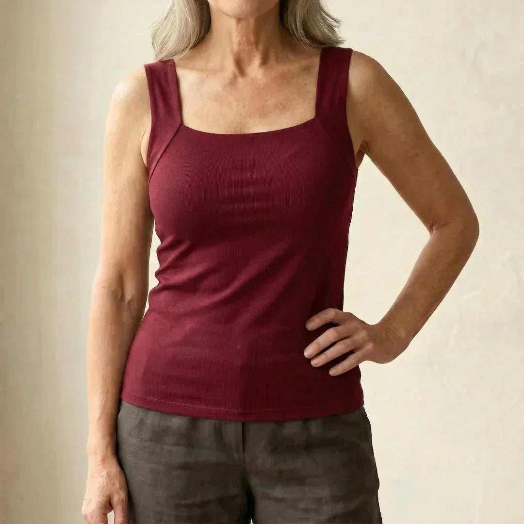 Damen eng anliegendes Tanktop mit quadratischem Ausschnitt