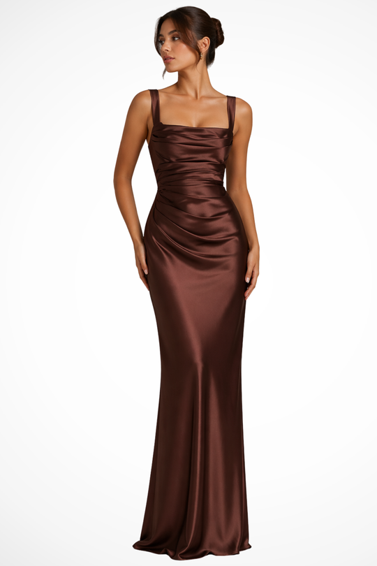 Damen Abendkleid mit quadratischem Ausschnitt und transparentem Schal