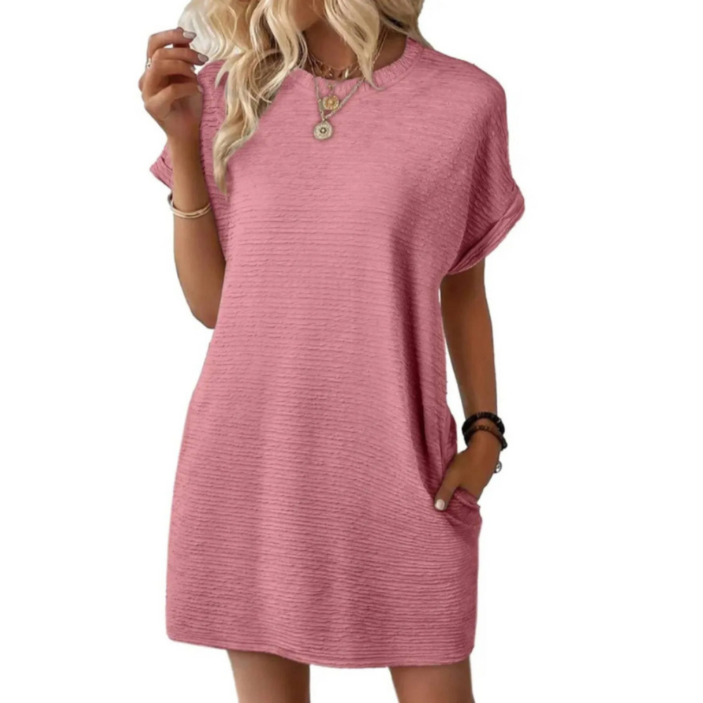 Women's Textured Casual Pocket Mini Dress