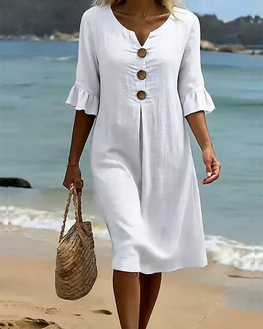 Damen Midi-Kleid mit Knopfdetails und luftigem Schnitt