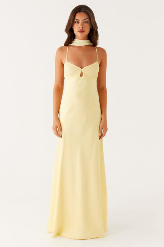 Women's Scarf Neck Slip Maxi Dress