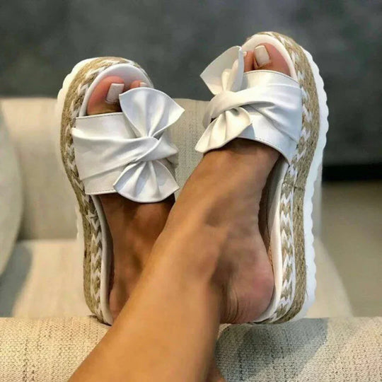 Women's Bow Detail Platform Slide Sandals