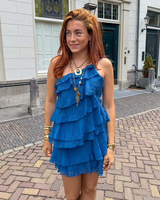 Women's Tiered Ruffle Halter Mini Dress