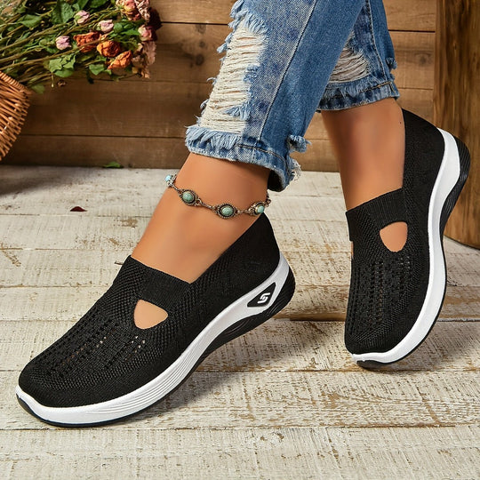 Women's Breathable Knit Slip-On Walking Sneakers