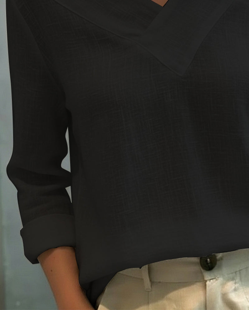Elegante Damenbluse mit langem Arm und überkreuztem Ausschnitt