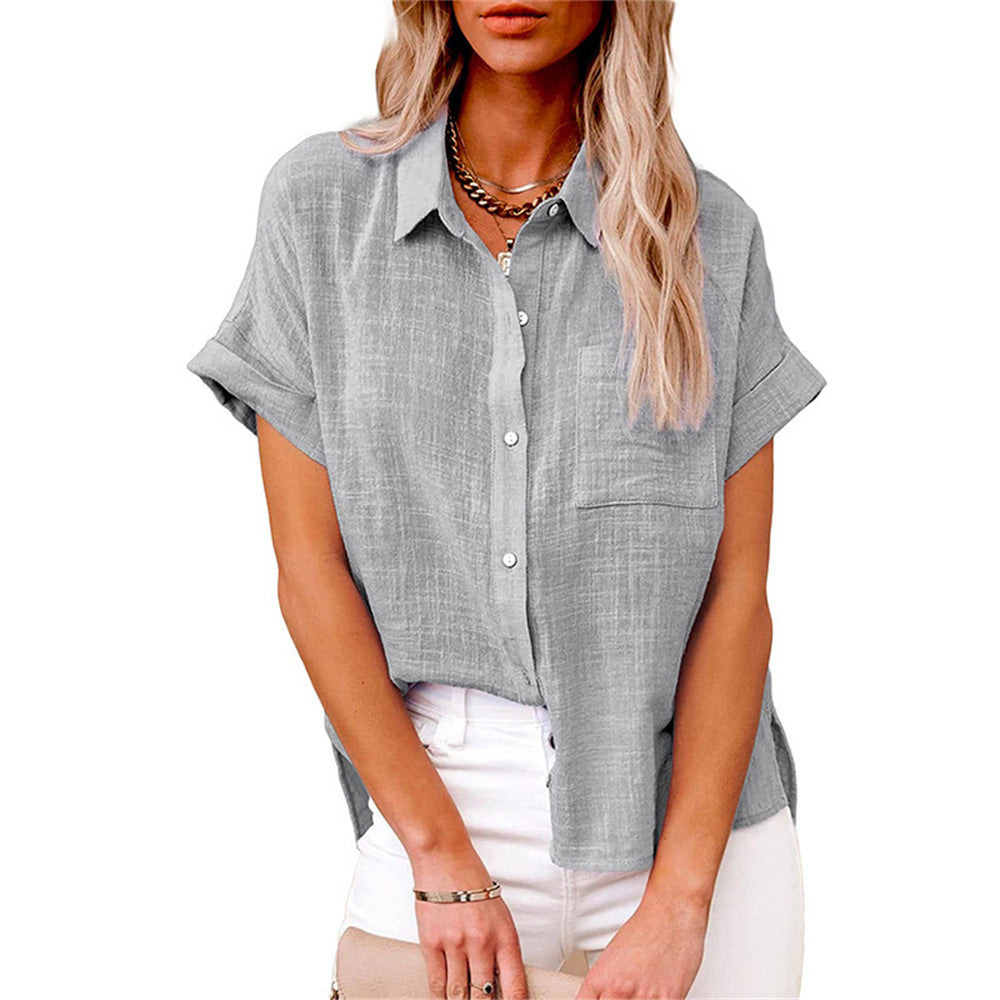 Women's Relaxed Button Front Collared Blouse