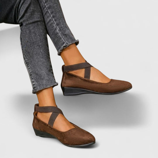 Women's Cross-Strap Ballet Flats with Elastic Comfort Fit