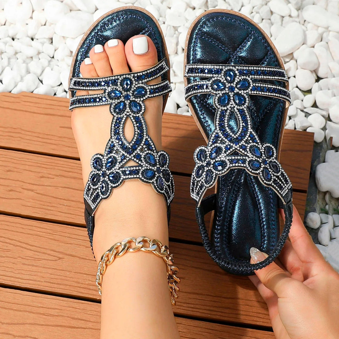 Women's Bohemian Rhinestone Embellished Comfort Sandals