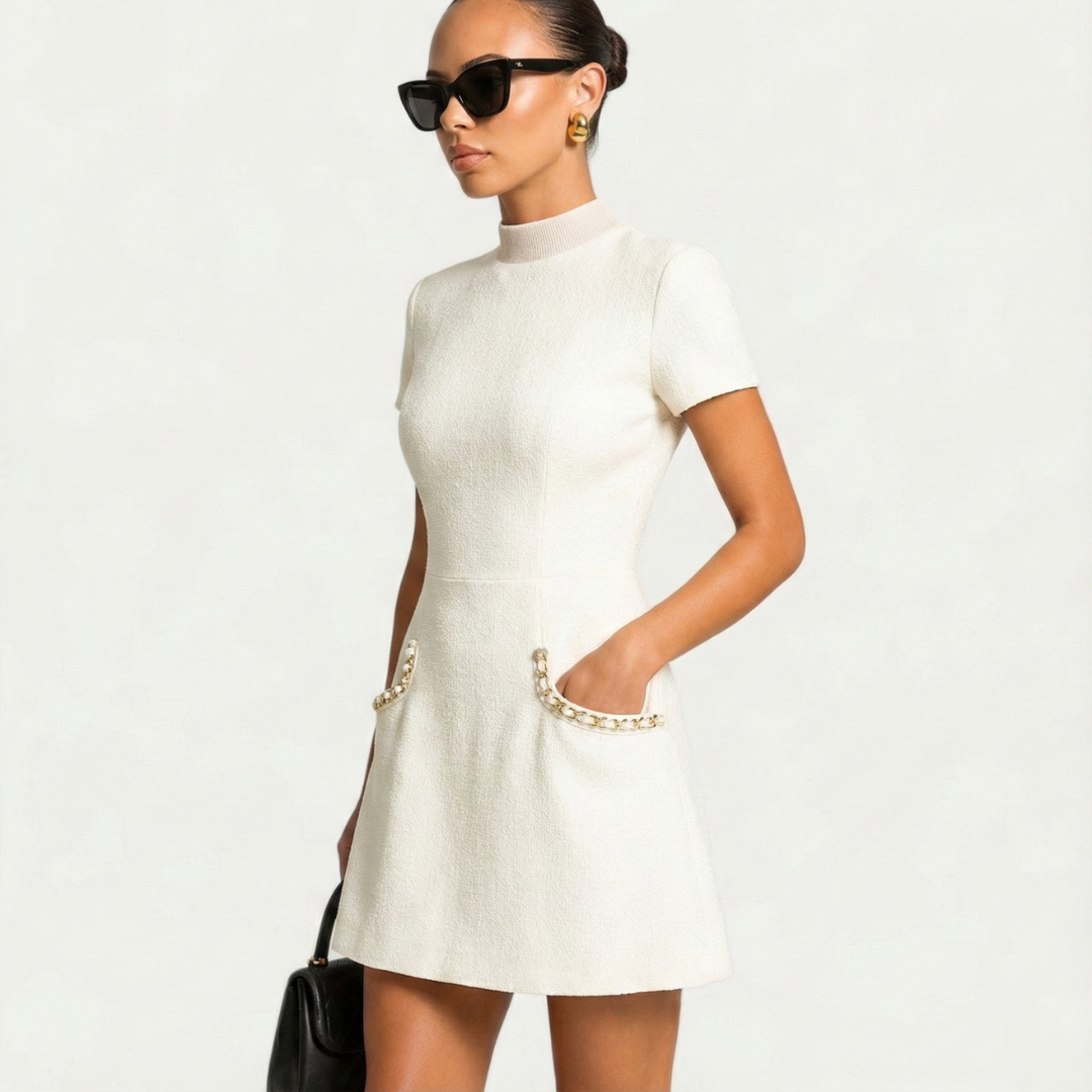 Damen Perlenbesetztes Pocket Minikleid