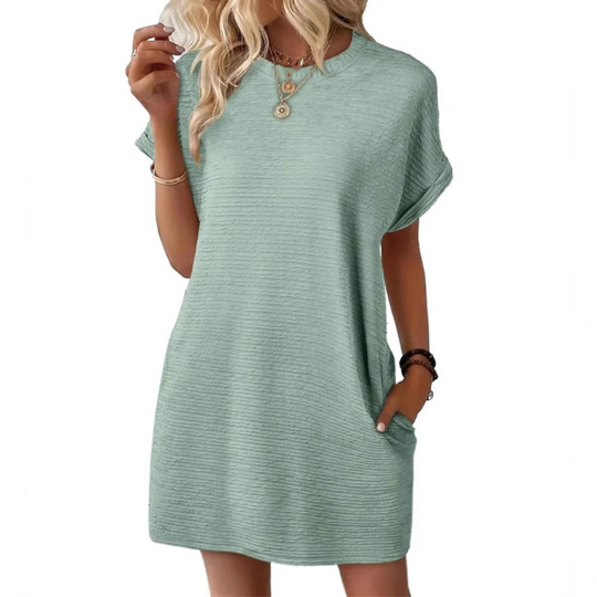 Women's Textured Casual Pocket Mini Dress