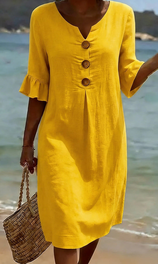 Damen Midi-Kleid mit Knopfdetails und luftigem Schnitt