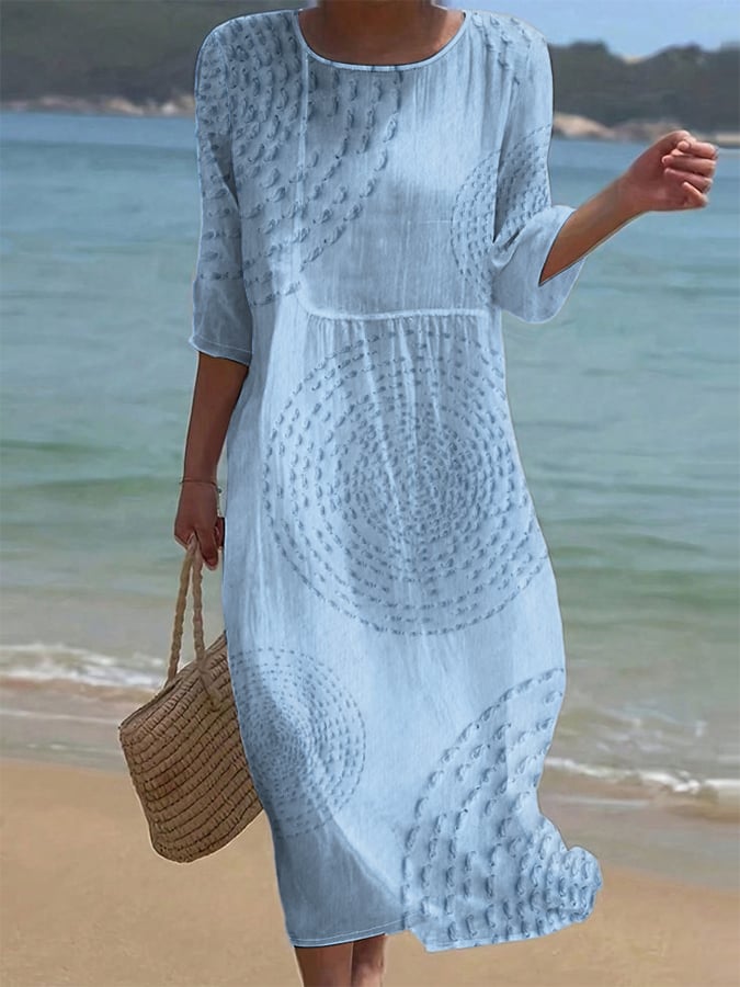 Women's Textured Bohemian Midi Dress