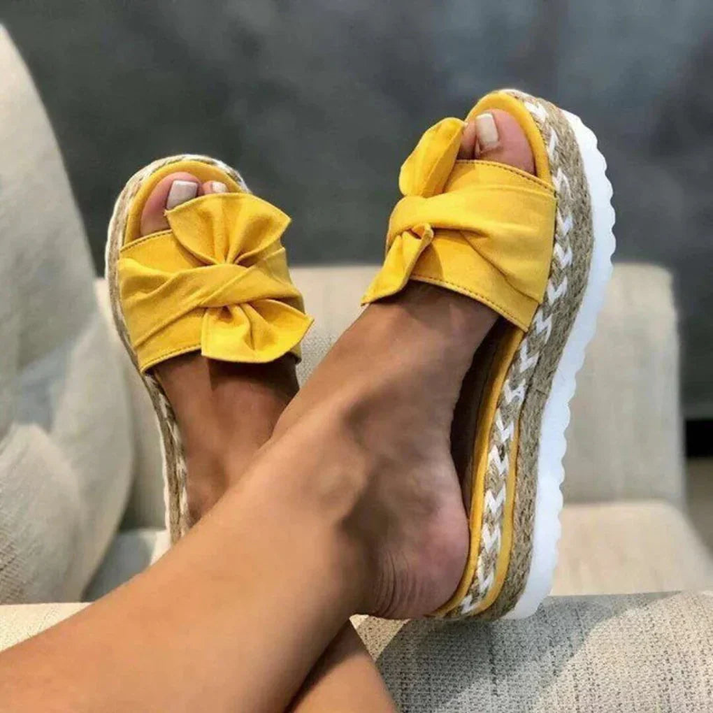 Women's Bow Detail Platform Slide Sandals