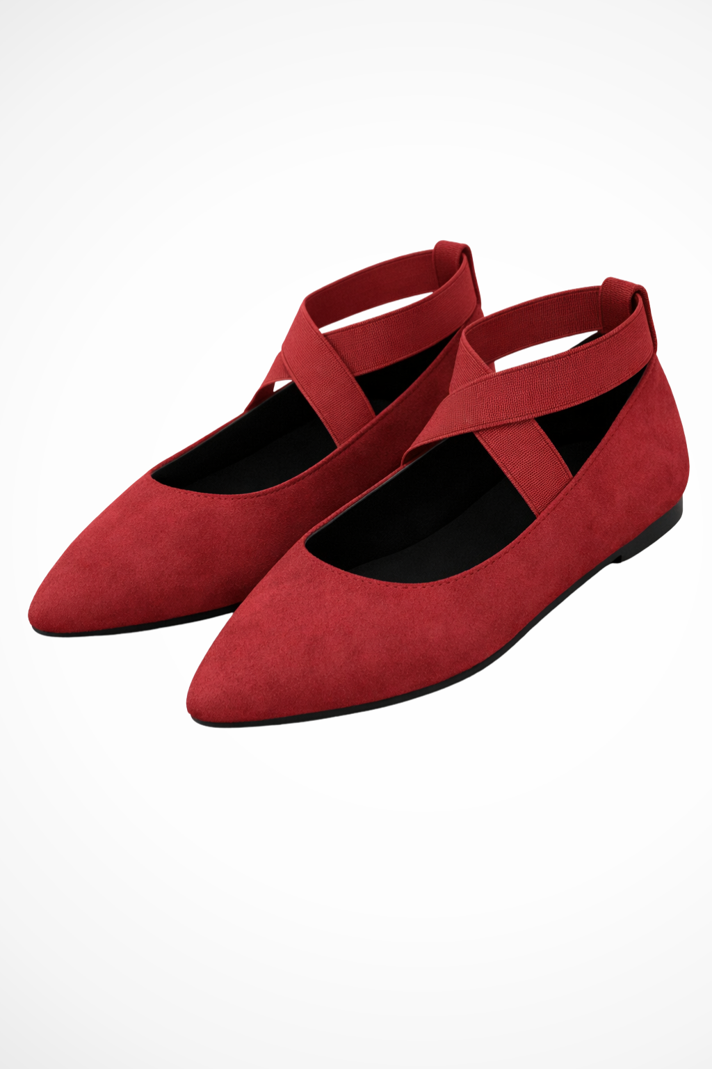 Damen Ballerinas mit spitz zulaufender Spitze und überkreuzten Riemen