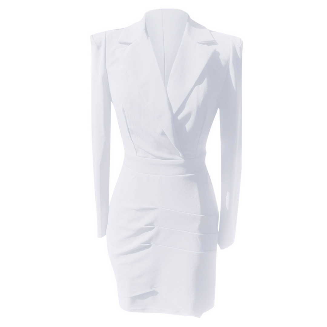 Women's Tailored Blazer Wrap Mini Dress with Long Sleeves