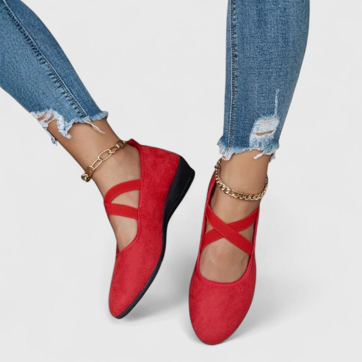 Women's Crisscross Elastic Strap Wedge Flats